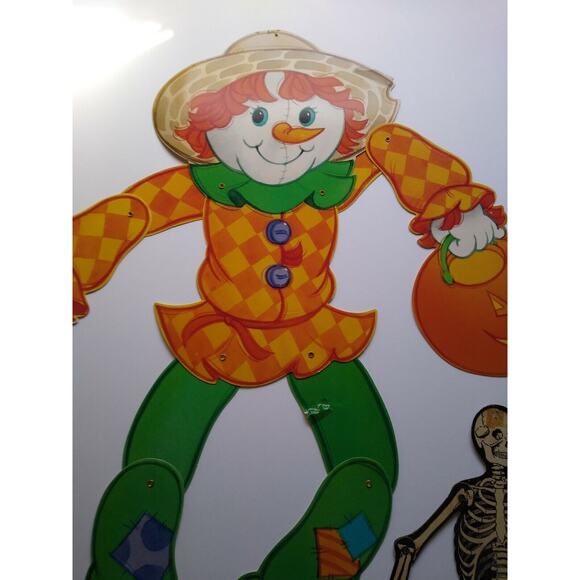 Vintage Halloween Diecuts Wall Decor Skeletons Witches Owls Scarecrow Lot of 7 - Picture 2 of 12